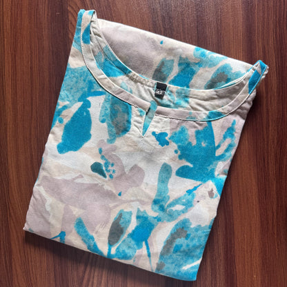 Blue White Petals - Cord Sets - Pure Cotton