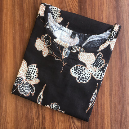 Flower & Leaf - Black - Cord Set - Pure Cotton