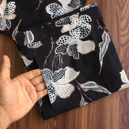 Flower & Leaf - Black - Cord Set - Pure Cotton