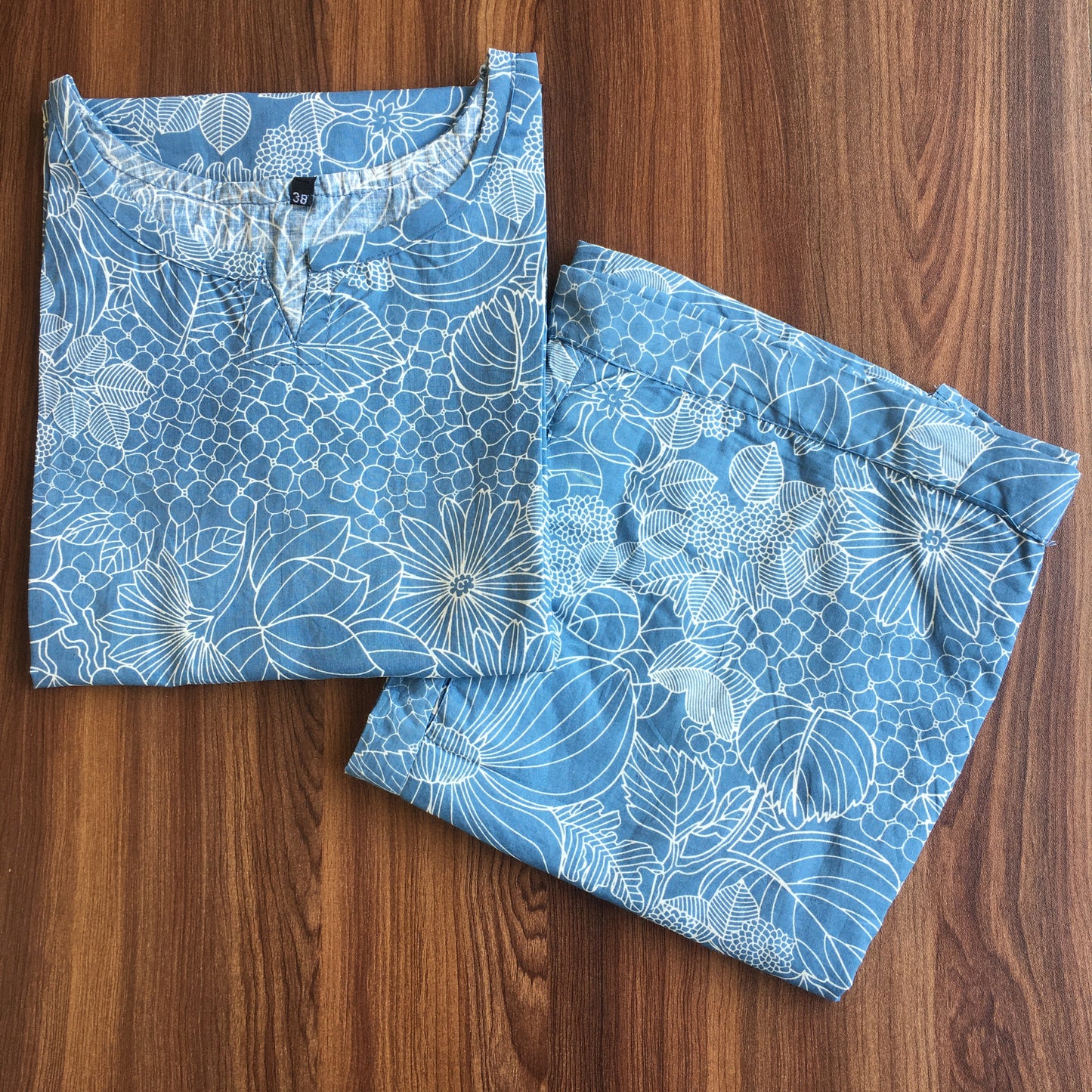 Sketch Print - Sky Blue - Cord Set - Pure Cotton