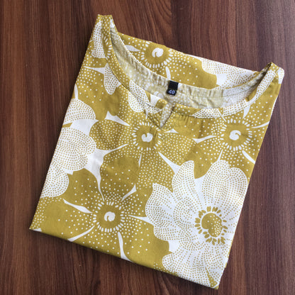 Sketch Print - Pista Flower  - Cord Set - Pure Cotton