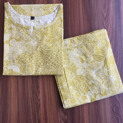 Sketch Print - Pista Garden - Cord Set - Pure Cotton