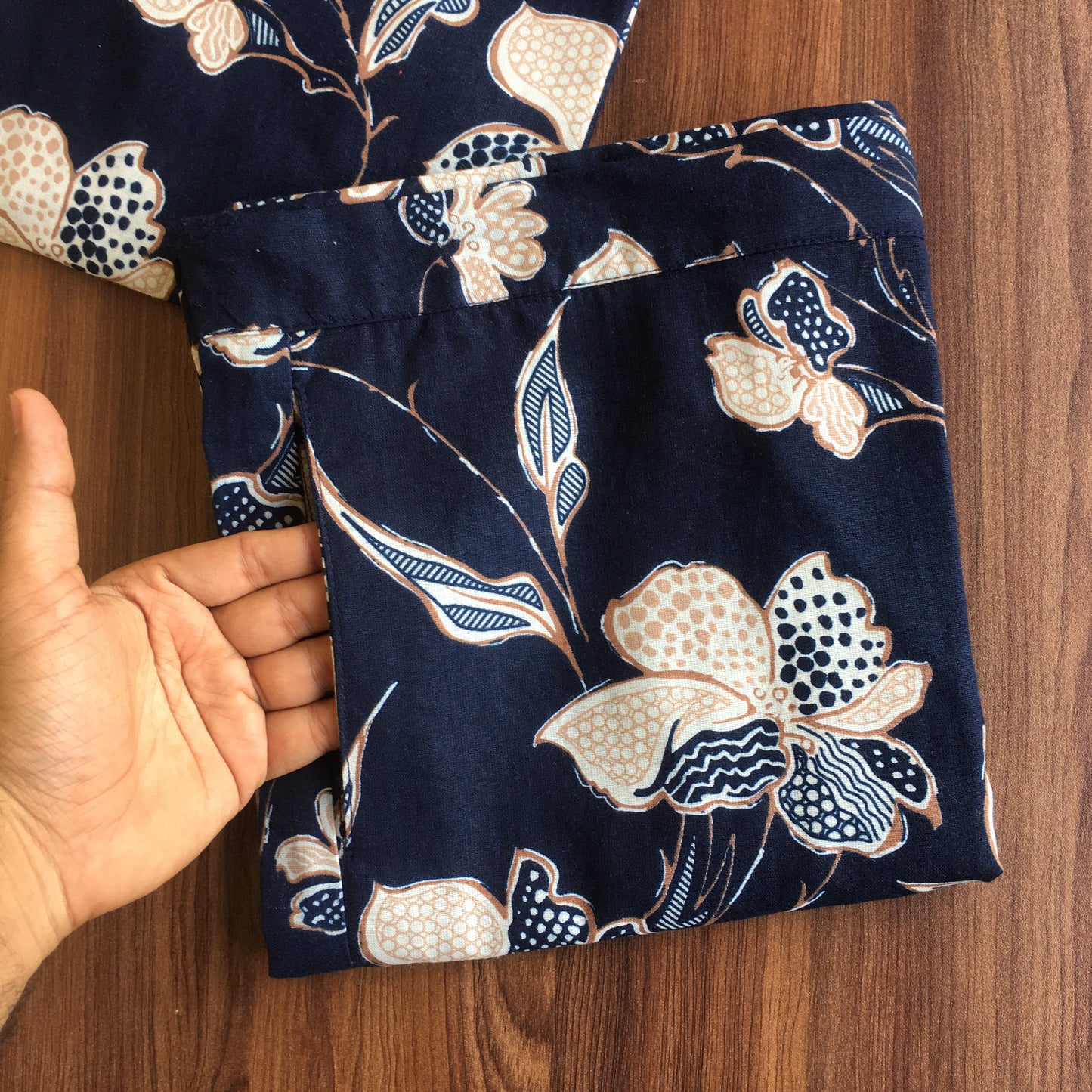 Flower & Leaf - Navy Blue - Cord Set - Pure Cotton