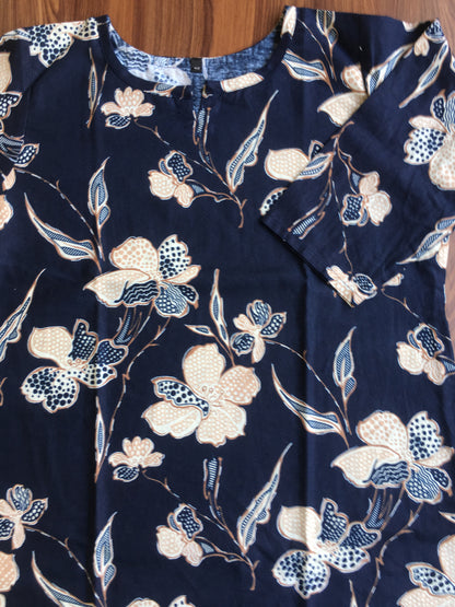 Flower & Leaf - Navy Blue - Cord Set - Pure Cotton