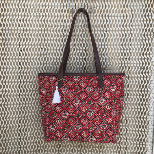 Red Patola - Printed Tote Bag