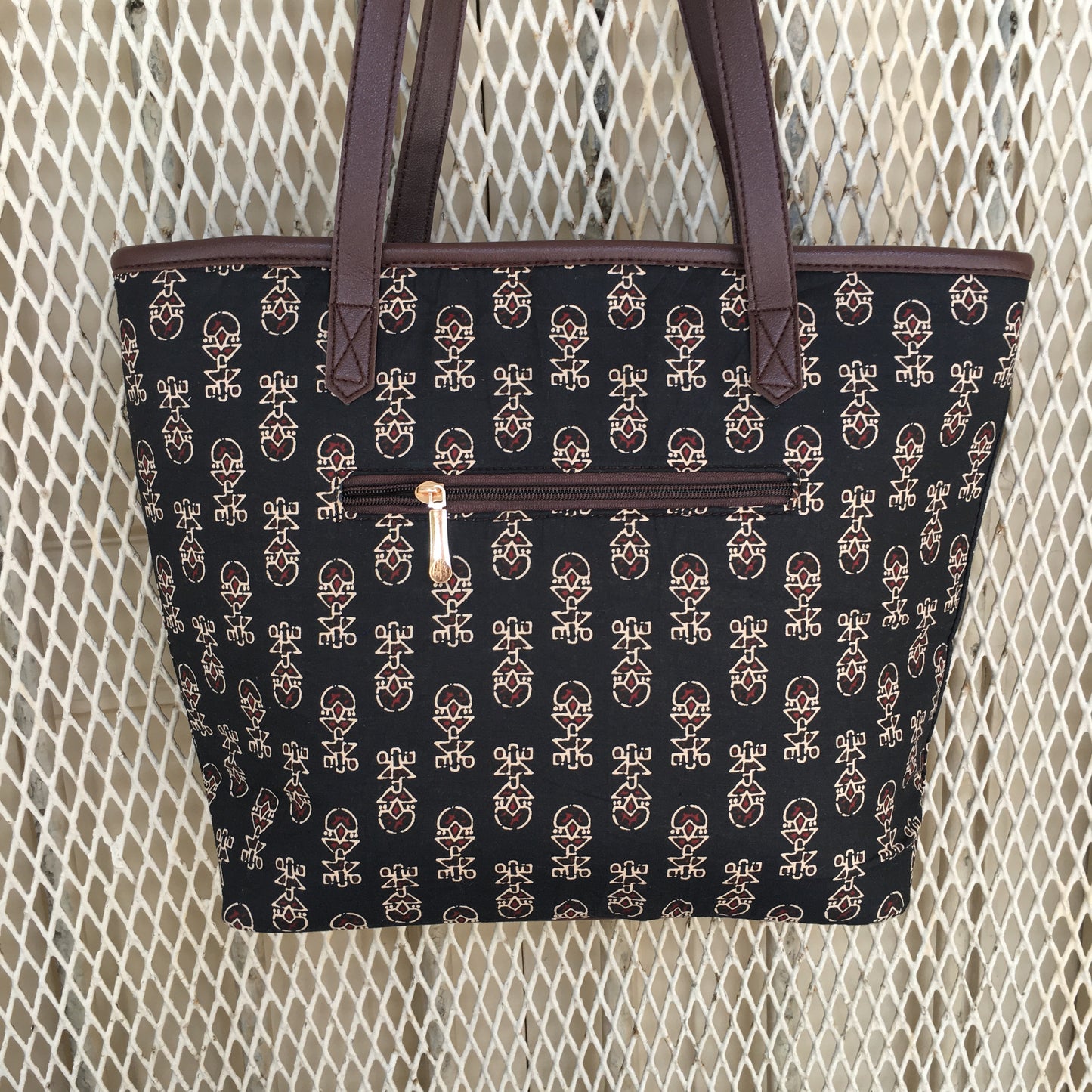 Black Ajrakh - Printed Tote Bag