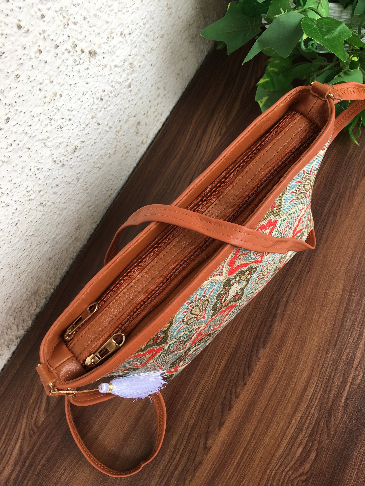 Minsk - 3 zip- Big size - Sling Bag - Royal Flower Sky Blue