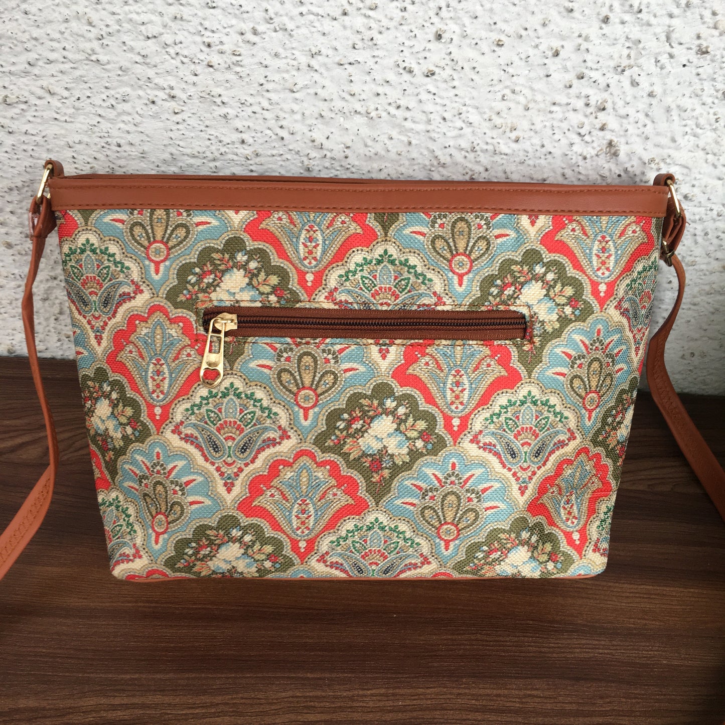 Minsk - 3 zip- Big size - Sling Bag - Royal Flower Sky Blue