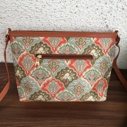 Minsk - 3 zip- Big size - Sling Bag - Royal Flower Sky Blue
