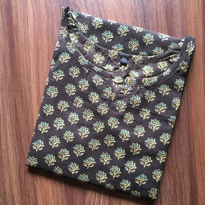 Brown Flower - Cord Set - Pure Cotton