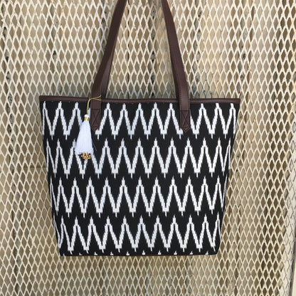 Black Zigzag - Printed Tote Bag
