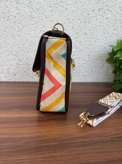 Feista - Multi Wave - 4 Zips - pockets sling bag with Aztec Belt