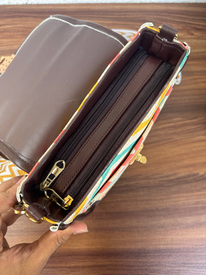 Feista - Multi Wave - 4 Zips - pockets sling bag with Aztec Belt