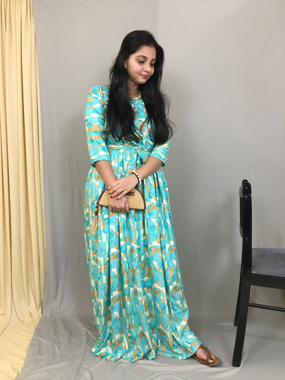 Geometric - Sea Green - Maternity Kurti with Feeding Zips - Soft Rayon