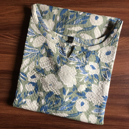 Katha Work - Classy Flowers - Pista - Cord Set - Pure Cotton