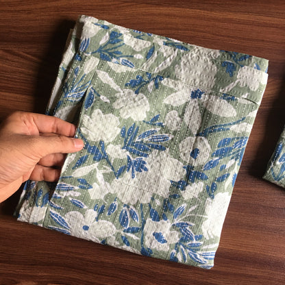 Katha Work - Classy Flowers - Pista - Cord Set - Pure Cotton