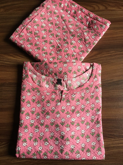 Katha Work - Star Flower - BABY PINK - Cord Set - Pure Cotton