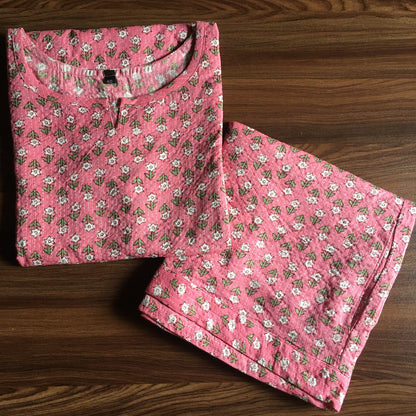 Katha Work - Star Flower - BABY PINK - Cord Set - Pure Cotton