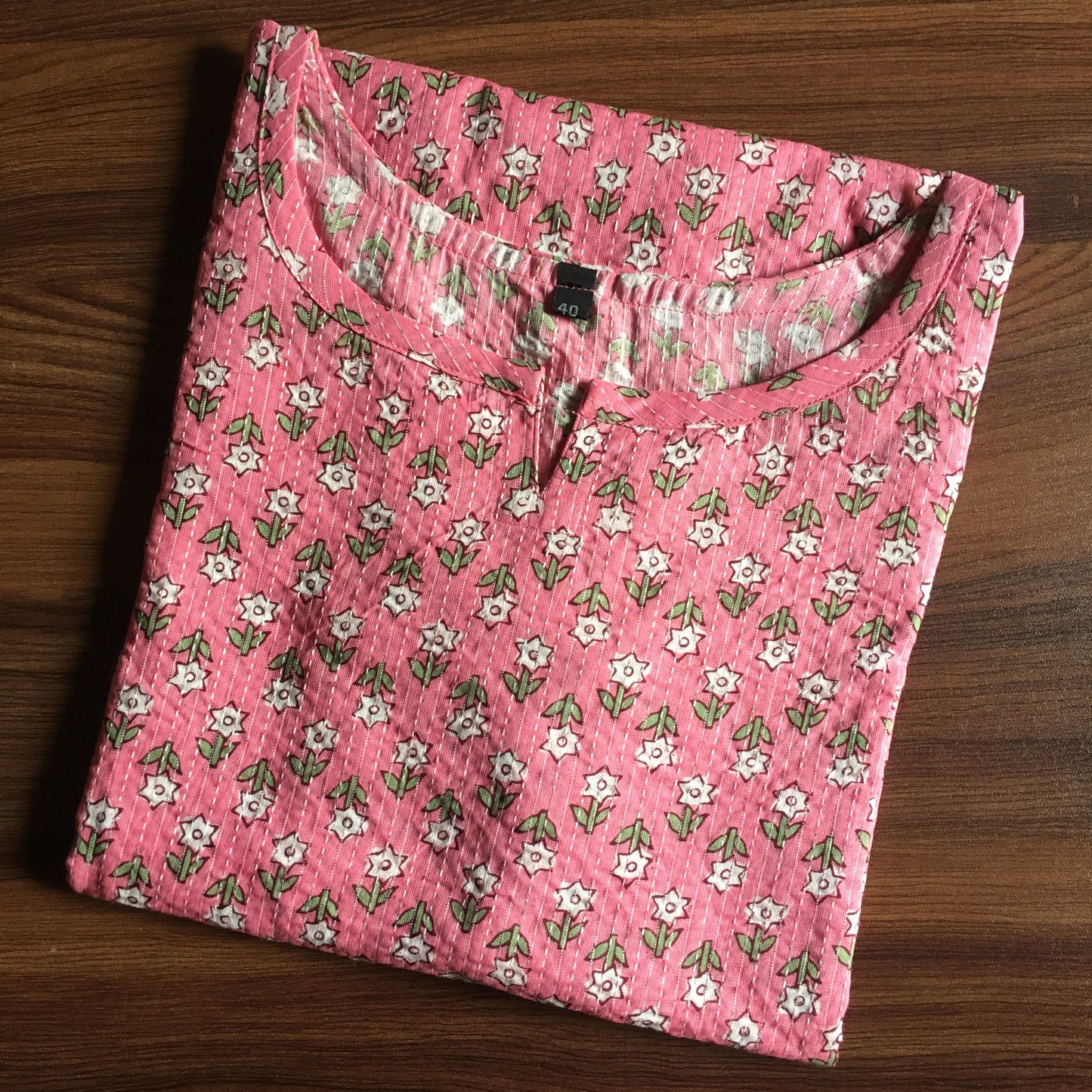 Katha Work - Star Flower - BABY PINK - Cord Set - Pure Cotton