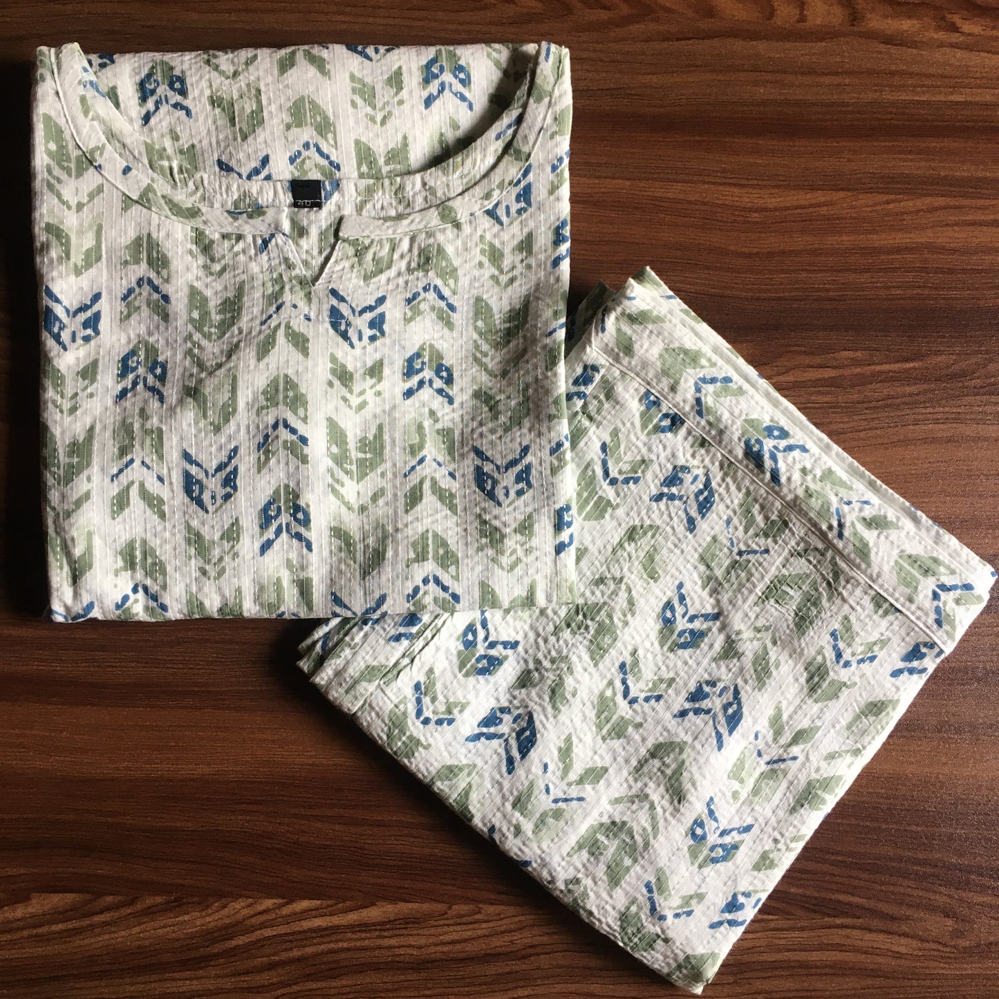 Katha Arrow - Green Blue - Cord Set - Pure Cotton