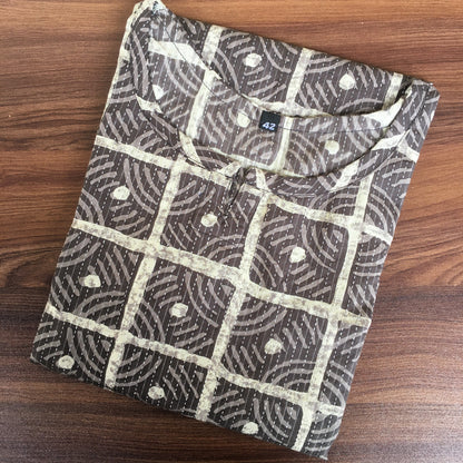 Katha Work - Square & Circle - Brown - Cord Set - Pure Cotton