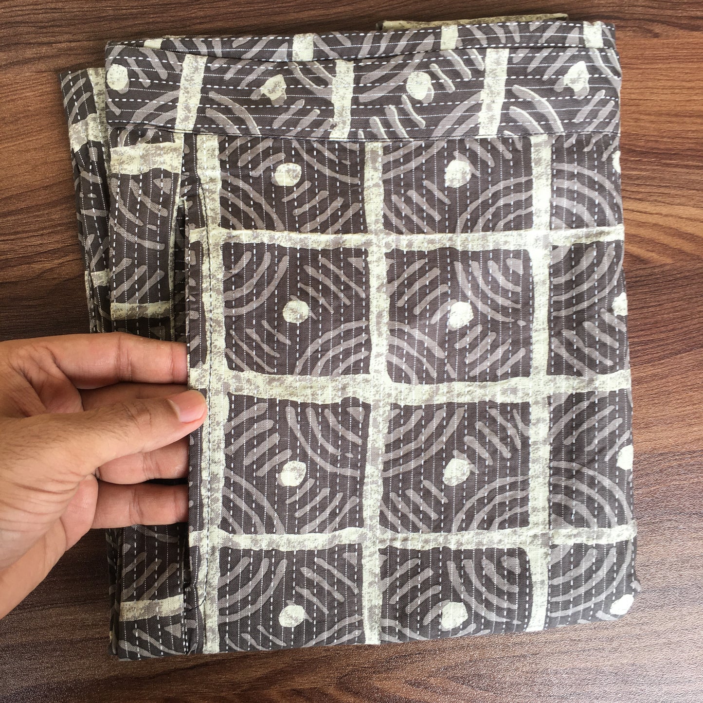 Katha Work - Square & Circle - Brown - Cord Set - Pure Cotton