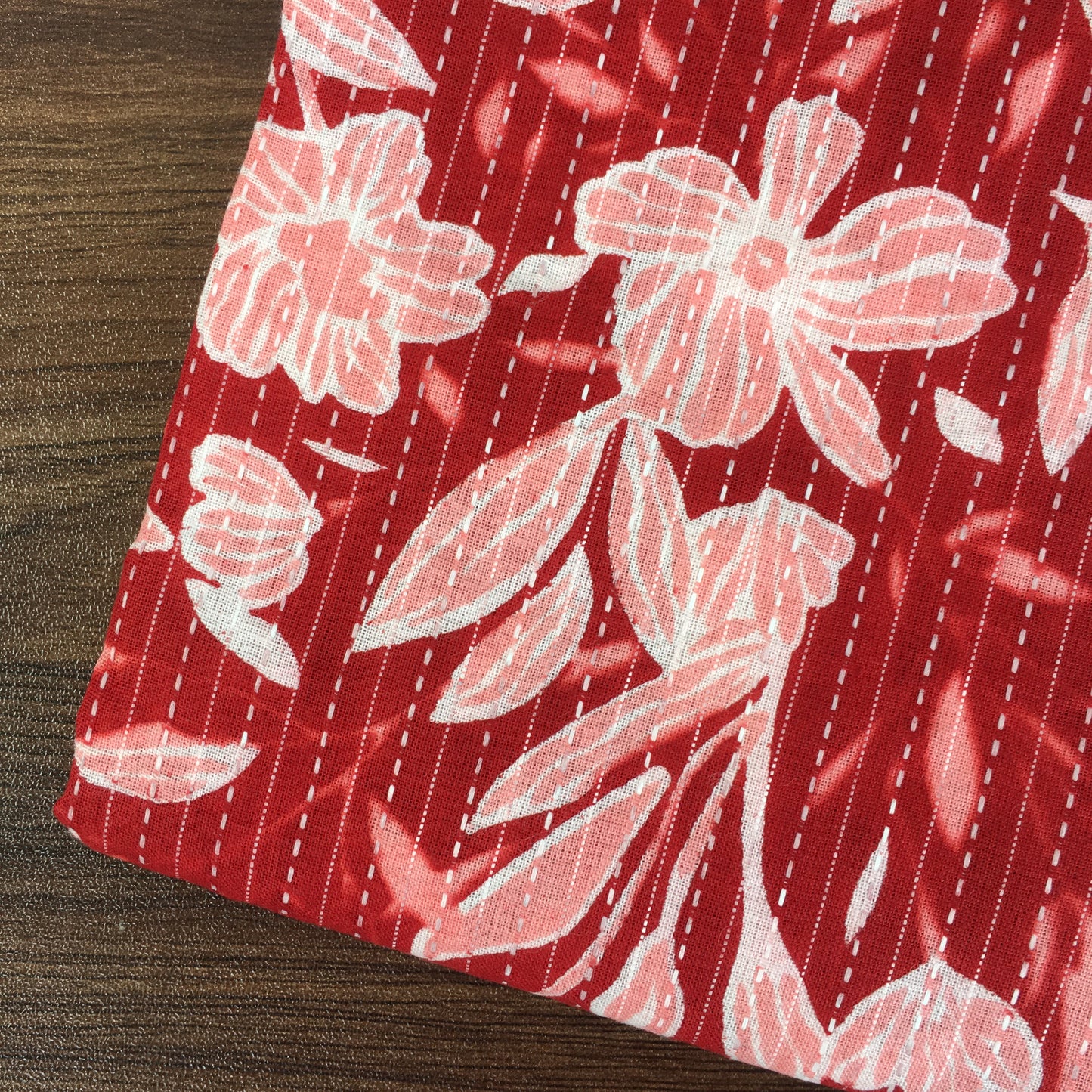 Katha Work - Classy Flowers - Red - Cord Set - Pure Cotton