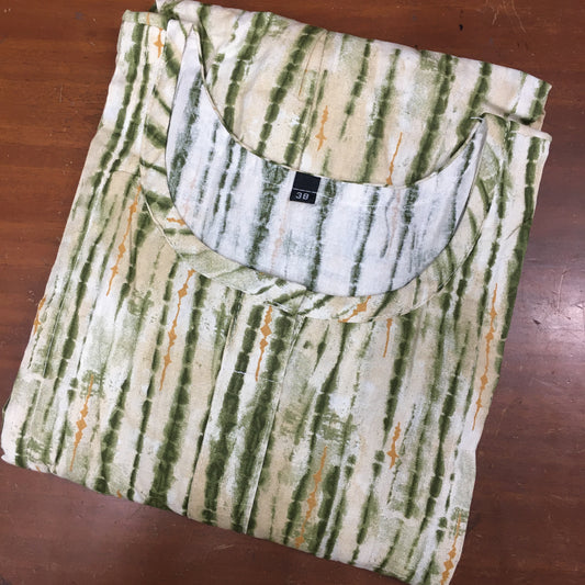 Tie Dye Sibhori - Green - Maternity Kurti with Feeding Zips - Cotton Flex - Thicker Fabric