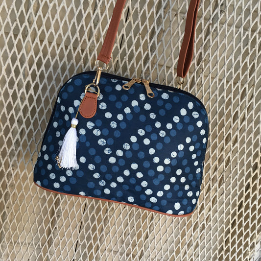 Fioni - Blue Polka Dots - D Shape Sling Bag