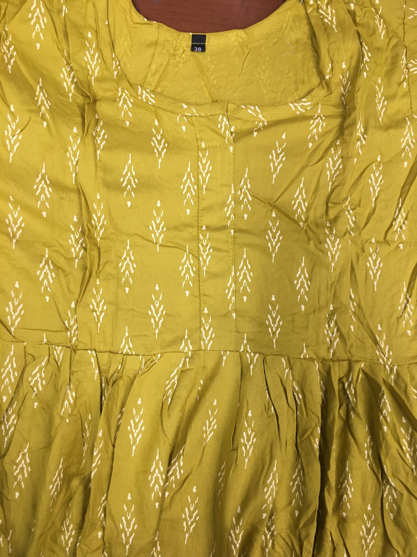 Pine Tree - Yellow - Maternity Kurti with Feeding Zips - Soft Rayon