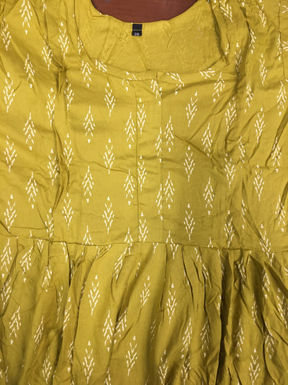 Pine Tree - Yellow - Maternity Kurti with Feeding Zips - Soft Rayon
