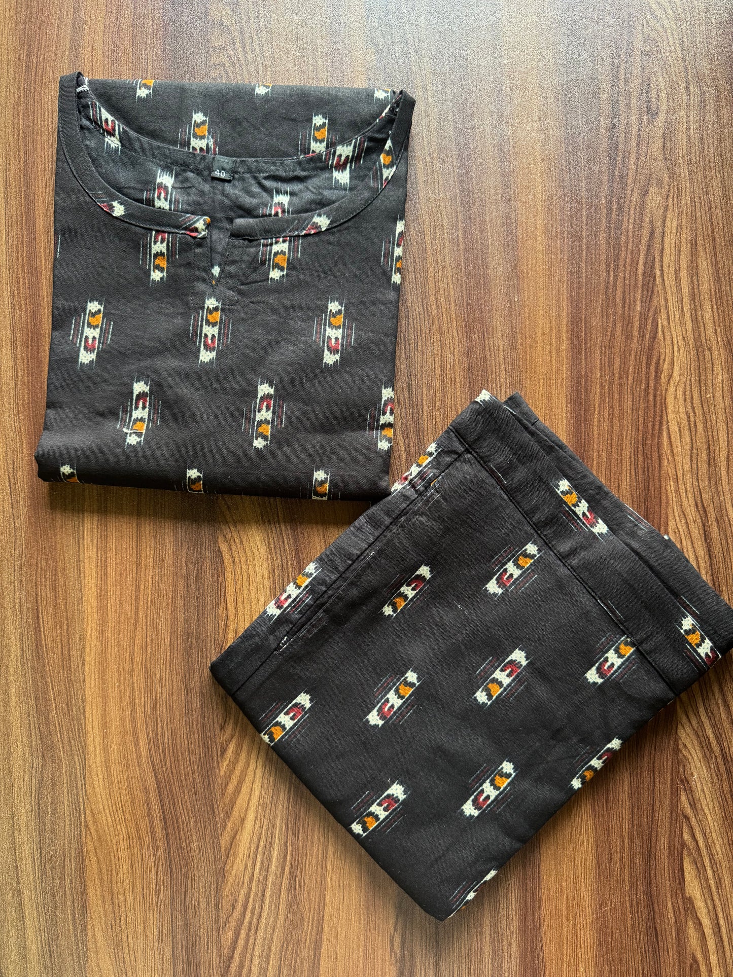 Royal Black Ajrakh - Cord Set - Pure Cotton