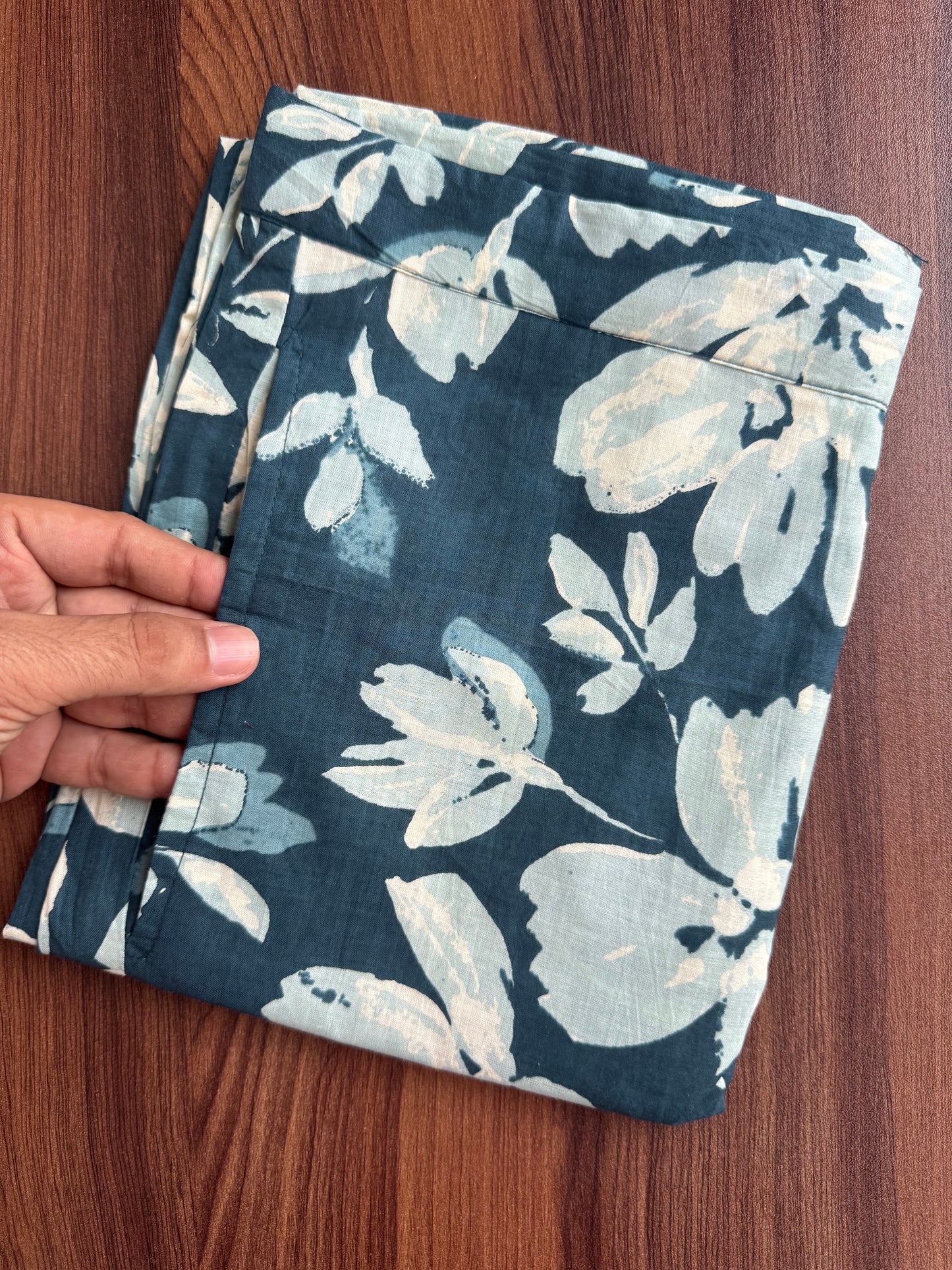 Jasmine White Flower - Peacock Blue - Cord Set - Pure Cotton