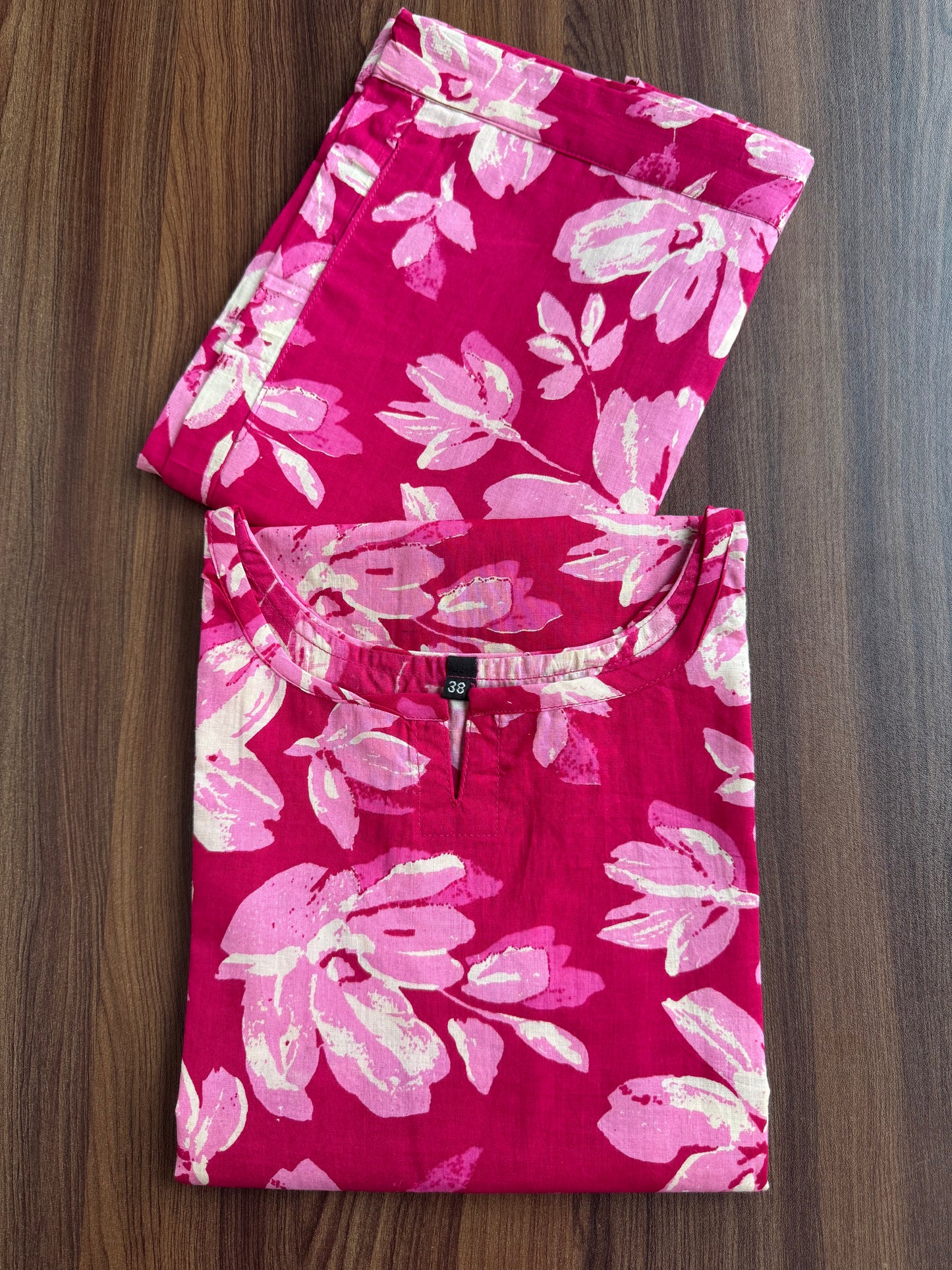 Jasmine White Flower - Pink - Cord Set - Pure Cotton