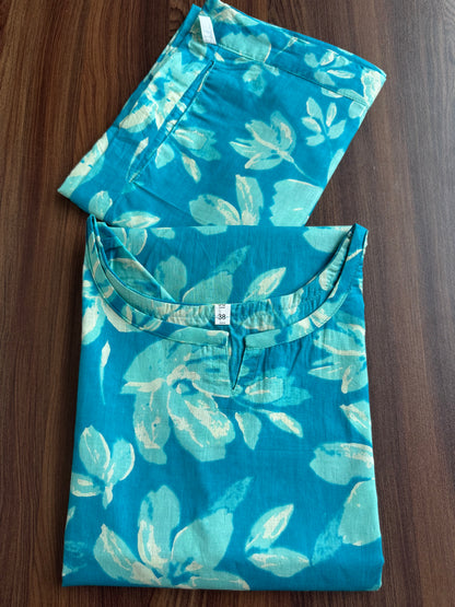 Jasmine White Flower - Firozi - Cord Set - Pure Cotton