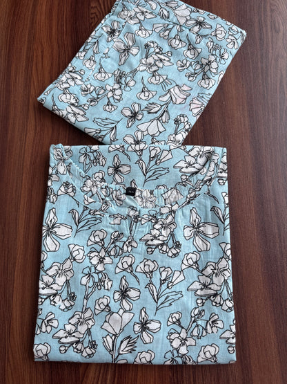 Sky Blue Tulip Flower - Cord Set - Pure Cotton