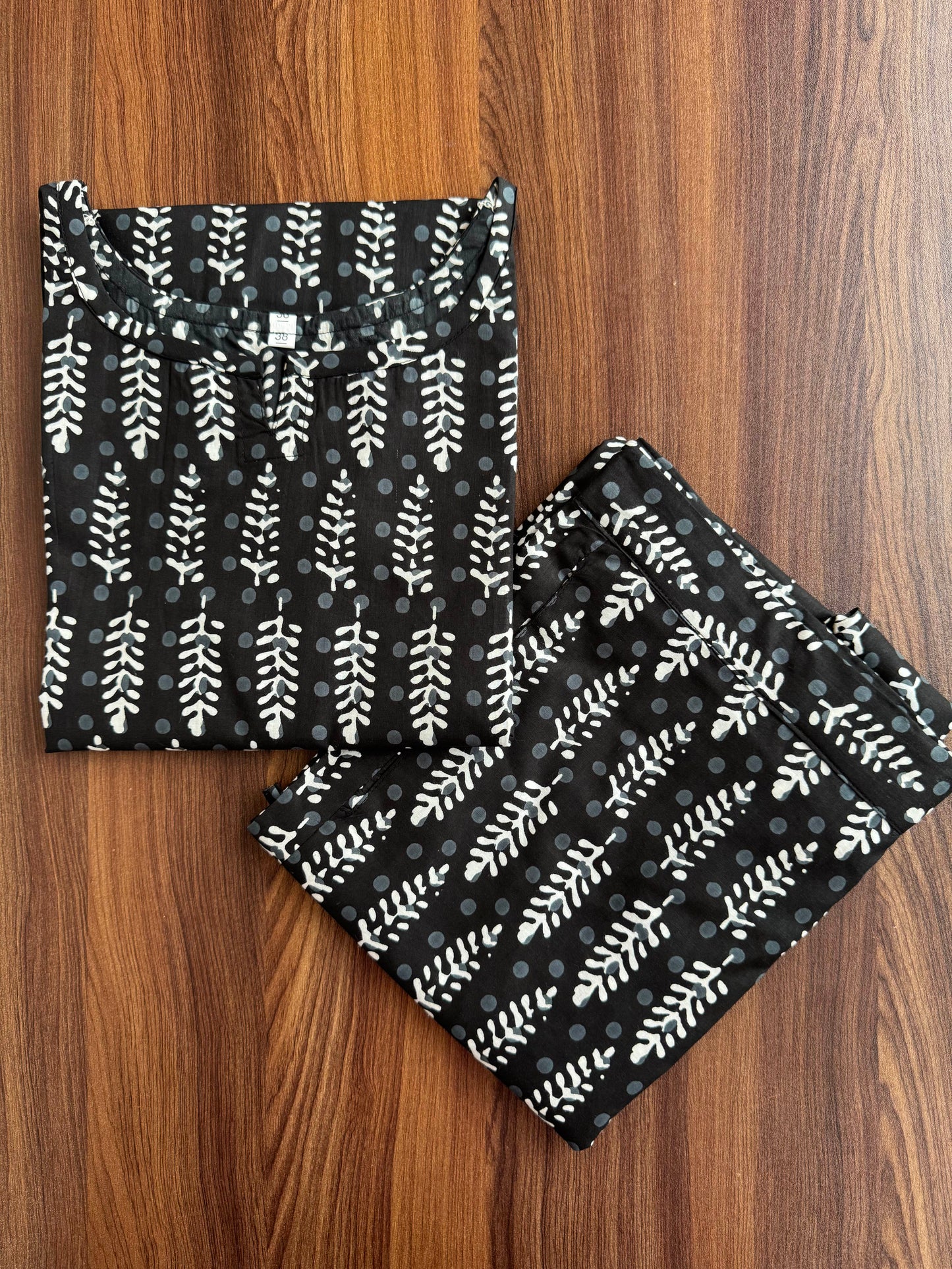 Pine Trees - Black - Cord Set - Pure Cotton