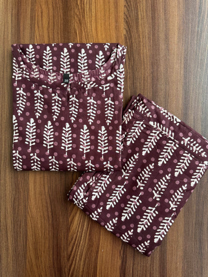 Pine Trees Wine - Cord Set - Pure Cotton