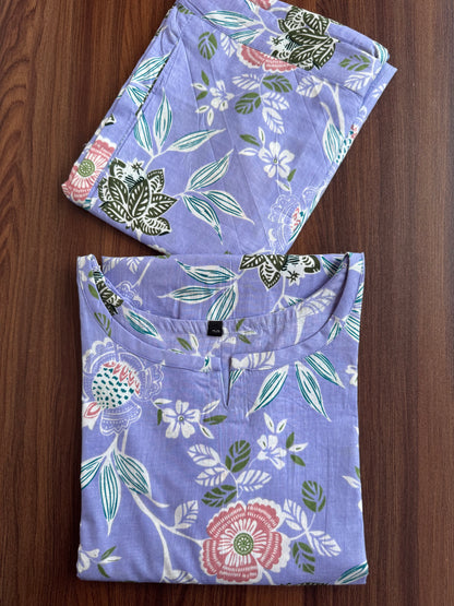 Lavender Green Flower - Cord Set - Pure Cotton