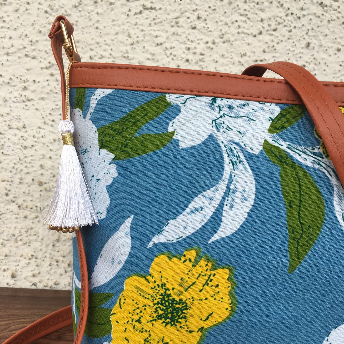Minsk - 3 zip- Big size - Sling Bag - Mix Flower Sky Blue