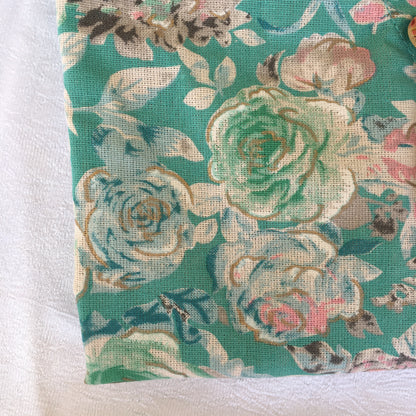 Pure Cotton - Short Kurti - Rose Print - Sea Green
