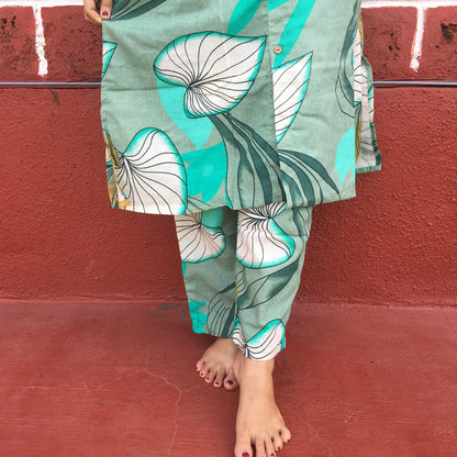 Knee Length- Lotus Sea Green - Cord Sets - Pure Cotton