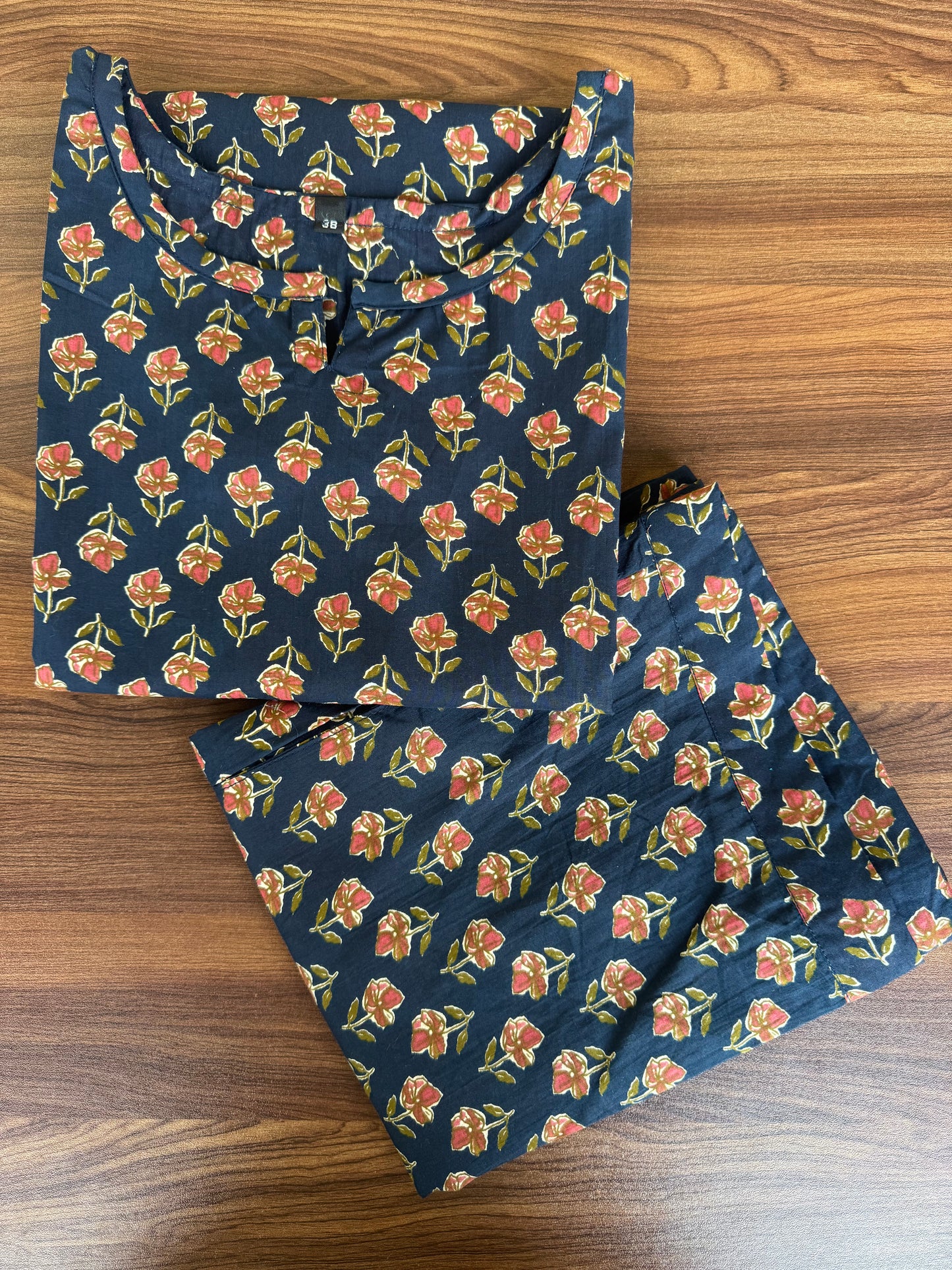 Blue Red Roses - Cord Set - Pure Cotton