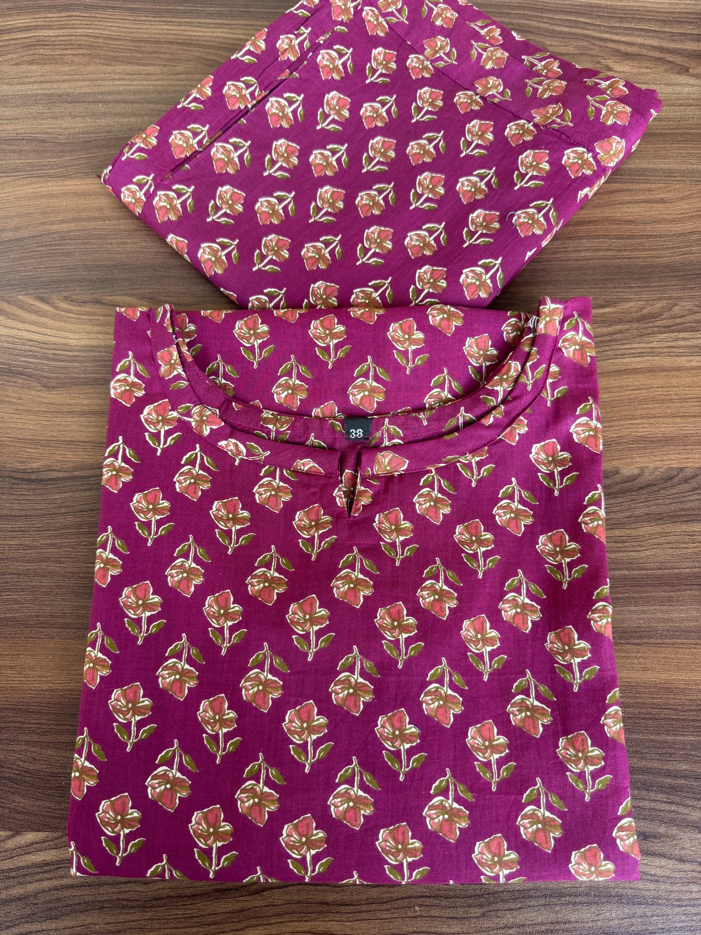 Pink Red Roses- Cord Set - Pure Cotton