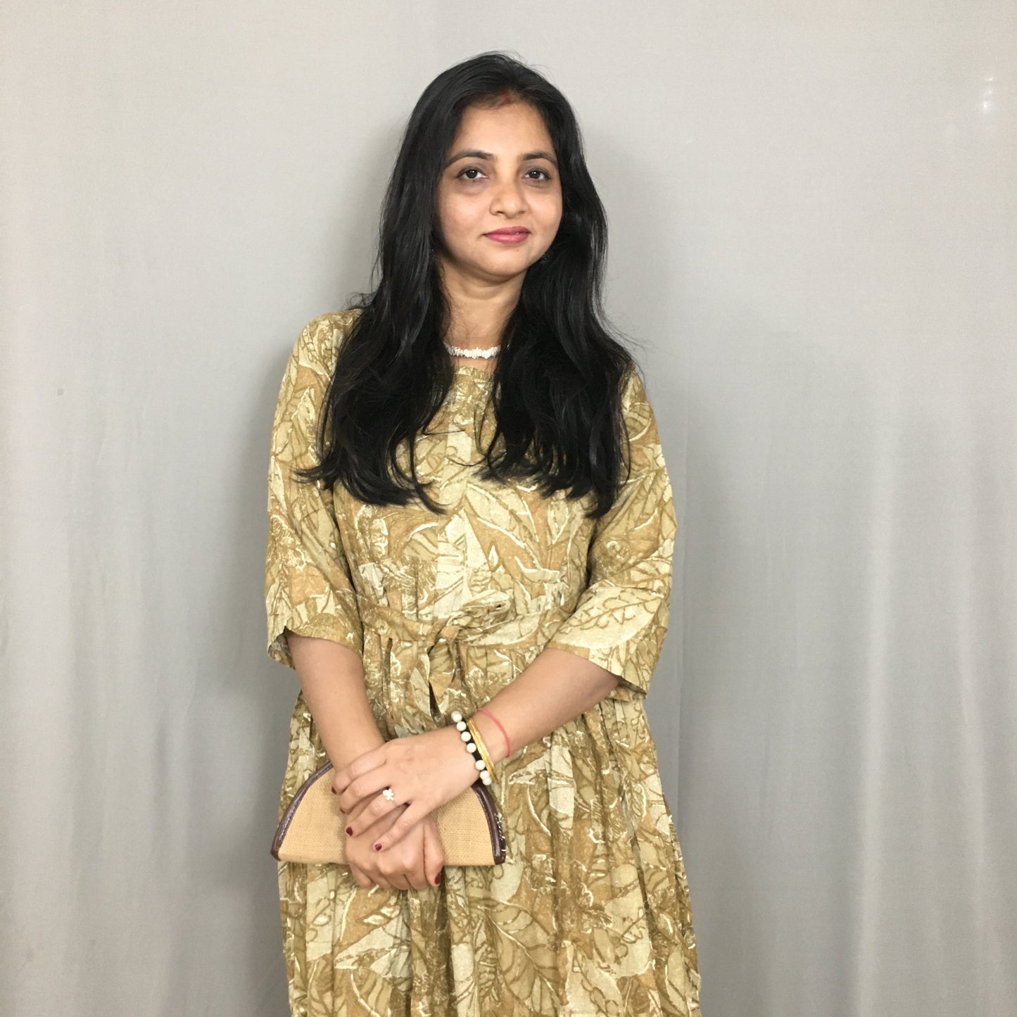 Multi Flower Dessert Cream  - Maternity Kurti with Feeding Zips - Soft Rayon