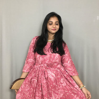 Multi Flower Baby Pink - Maternity Kurti with Feeding Zips - Soft Rayon