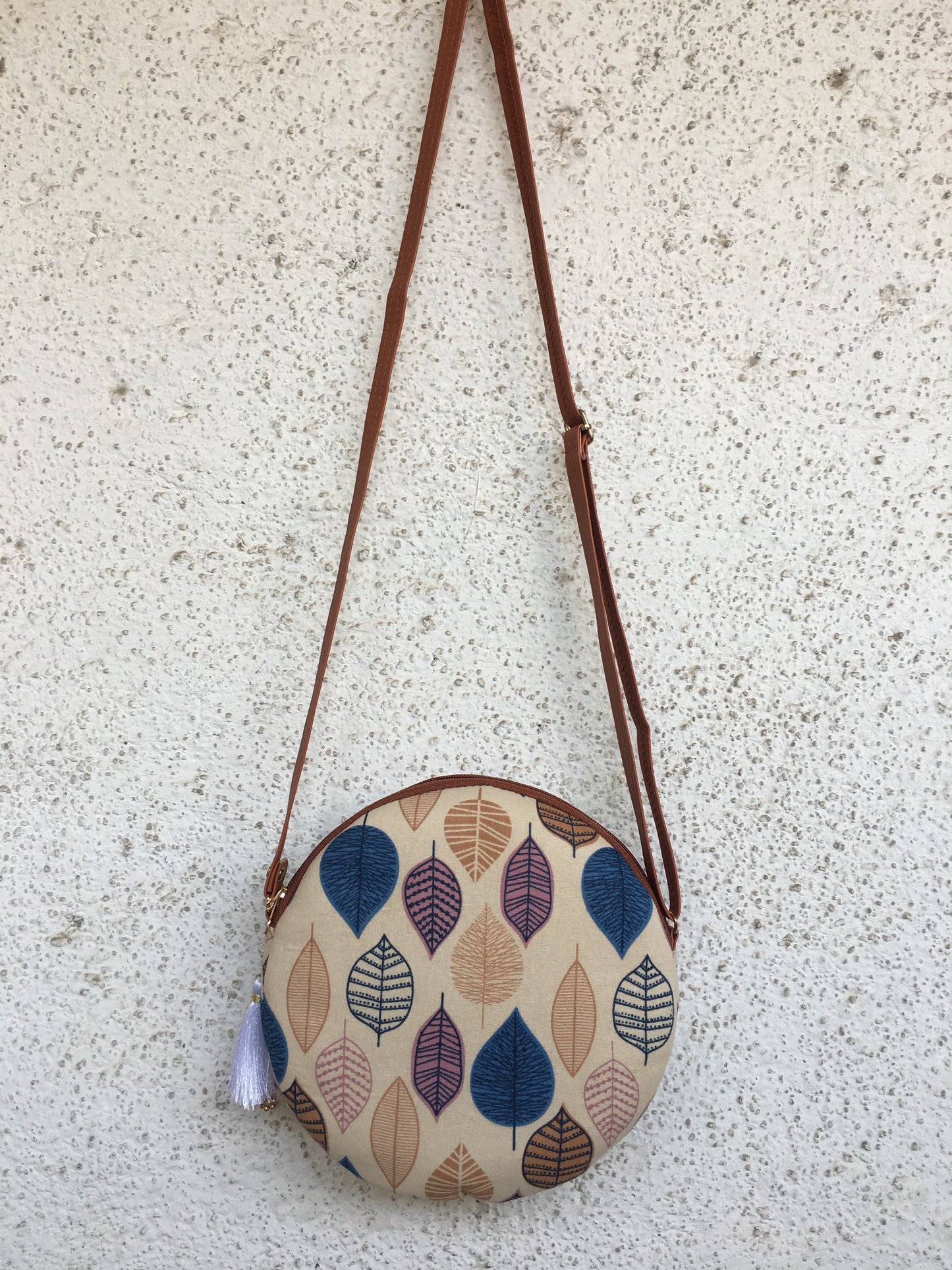 Blue Brown Petals - Cute Round Sling bag