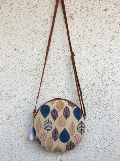 Blue Brown Petals - Cute Round Sling bag