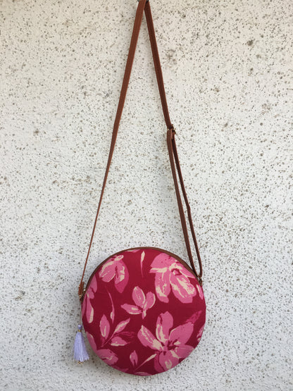 Jasmine White Pink Flower - Cute Round Sling bag