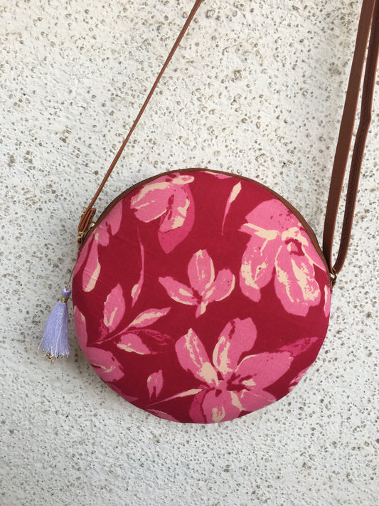 Jasmine White Pink Flower - Cute Round Sling bag